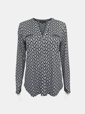 Zip-Pocket Long Sleeves Top