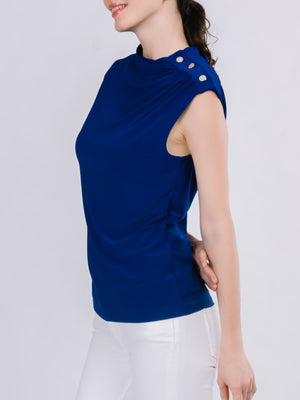 High Neck Ruched Sleeveless Top