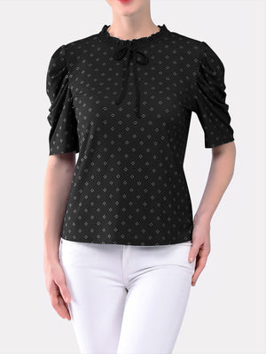 Ruffled Tie Front Neck Top