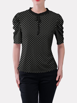 Ruffled Tie Front Neck Top