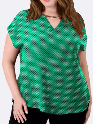 Chain Detail Cap Sleeve Top