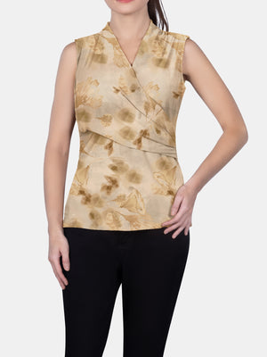 SURPLICE SLEEVELESS KNIT TOP