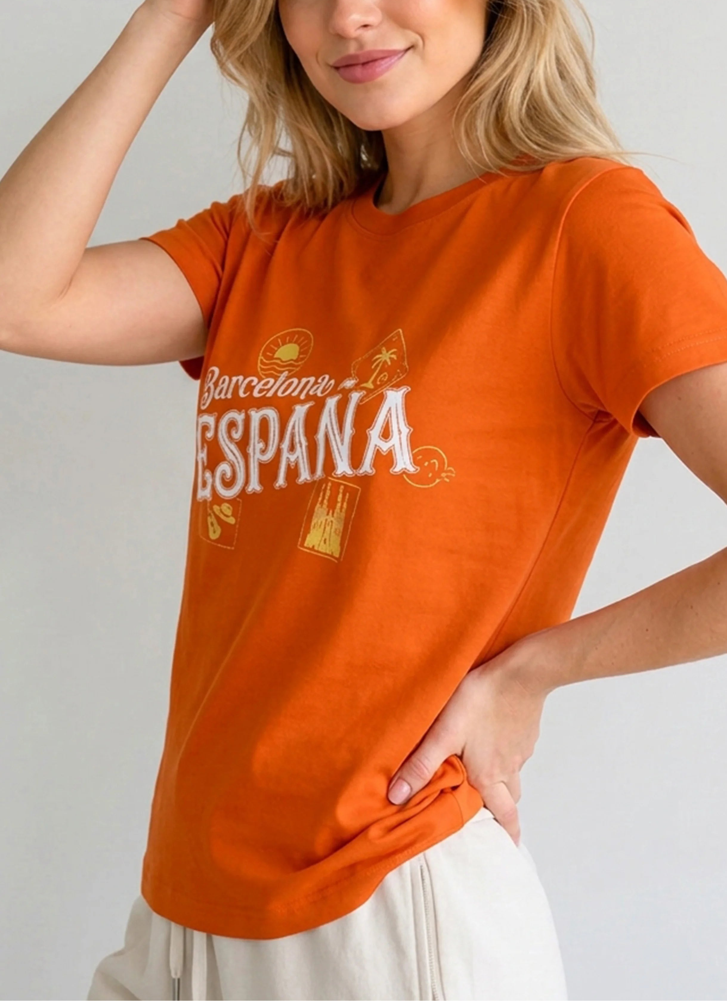 Barcelona España Orange Tee