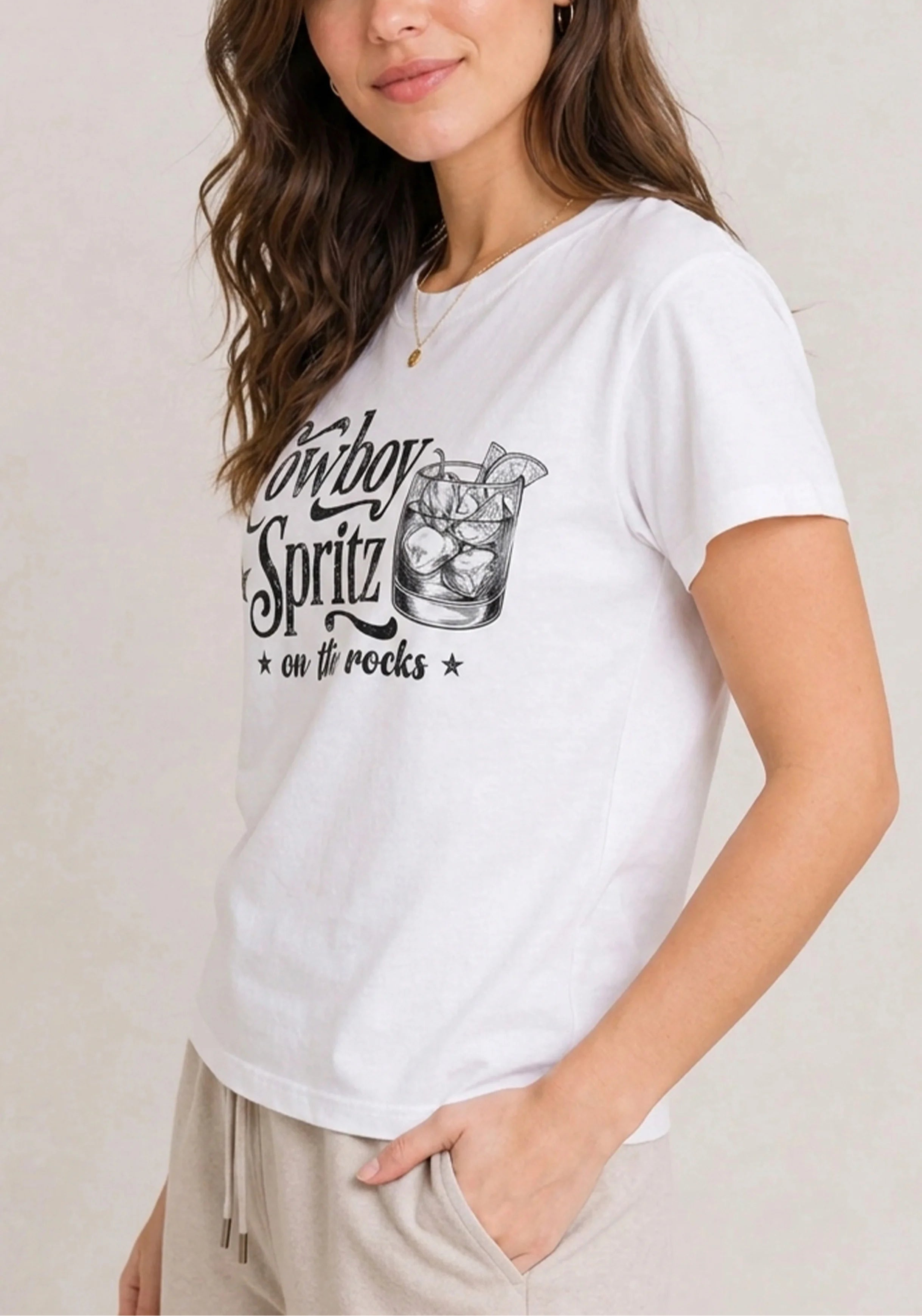 Cowboy Spritz White Tee