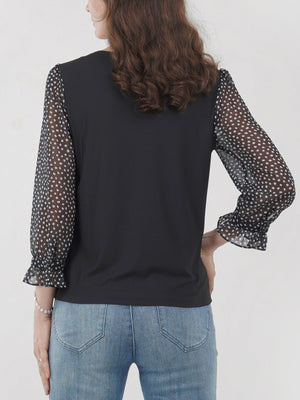 V-Neckline Three-Quarter Print Sleeve Top