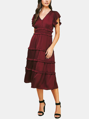 V-neck Tiered Maxi Dress