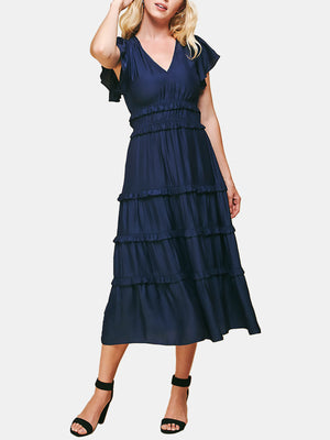V-neck Tiered Maxi Dress