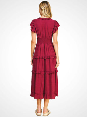 Ruffled Tea Length Dress