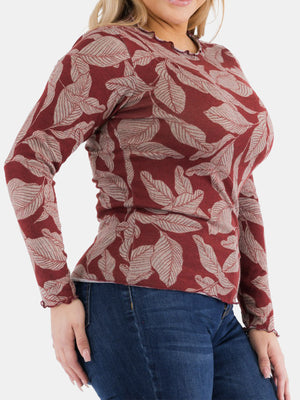Plus Size Lettuce Hem Long Sleeve Knit Top