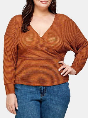 Plus Size Textured Waffle Sweater Top