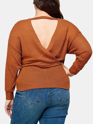 Plus Size Textured Waffle Sweater Top