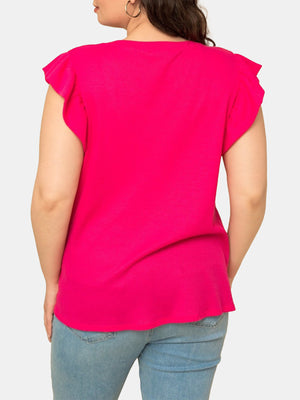 Plus Size Relaxed Fit Flutter Sleeve Knit Top