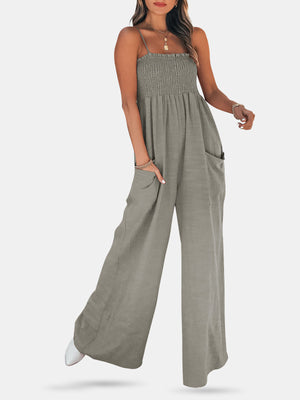 Backless Wide Leg Jumpsuit Suspenders Romper