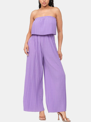 Pleated Off Shoulder Jumpsuit