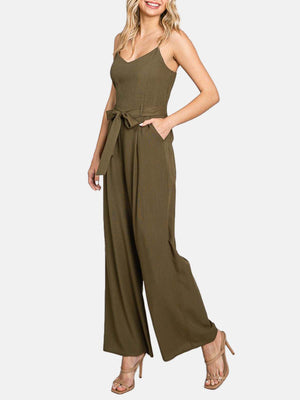 Linen Front Tie Jumpsuit