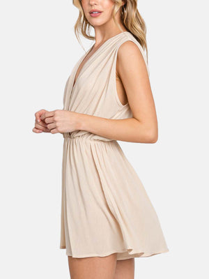 Solid Deep V-Neck Romper