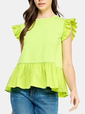 Poplin Contrast Knit Top
