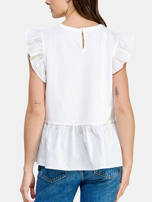 Poplin Contrast Knit Top