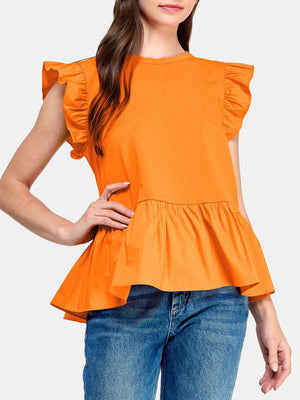 Poplin Contrast Knit Top