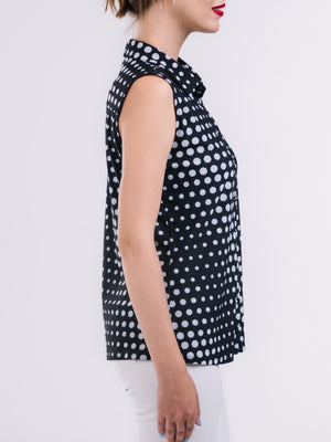Sleeveless Collar Button Front Top