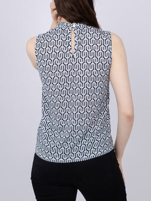 Mock-Neck Sleeveless Knit Top