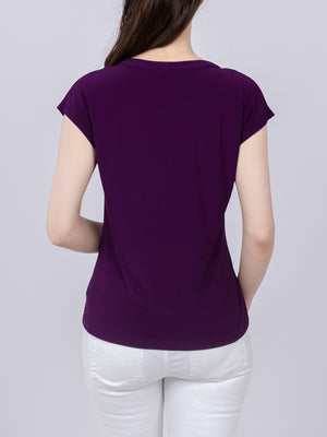 Cap Sleeve Button Detail Top