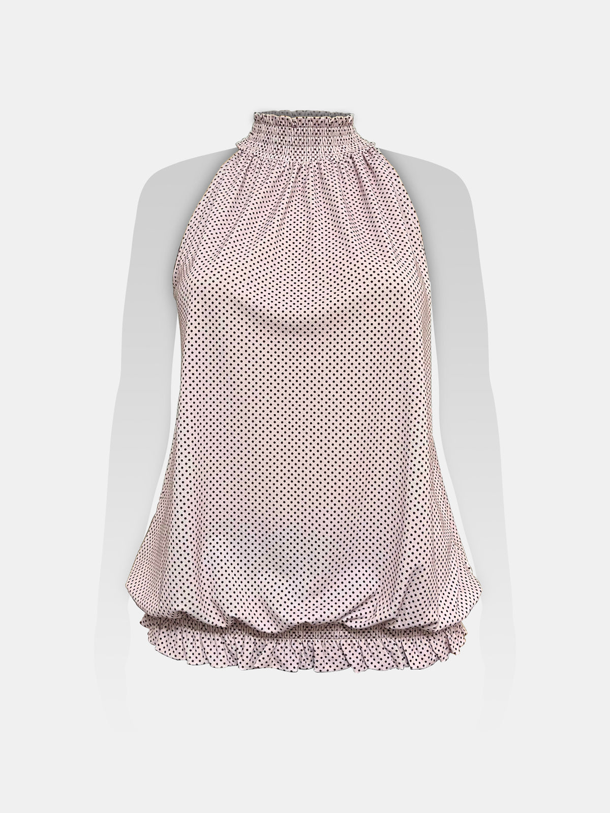 Smocked High Neck Sleeveless Top