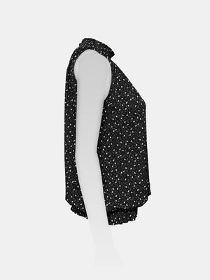 Smocked High Neck Sleeveless Top