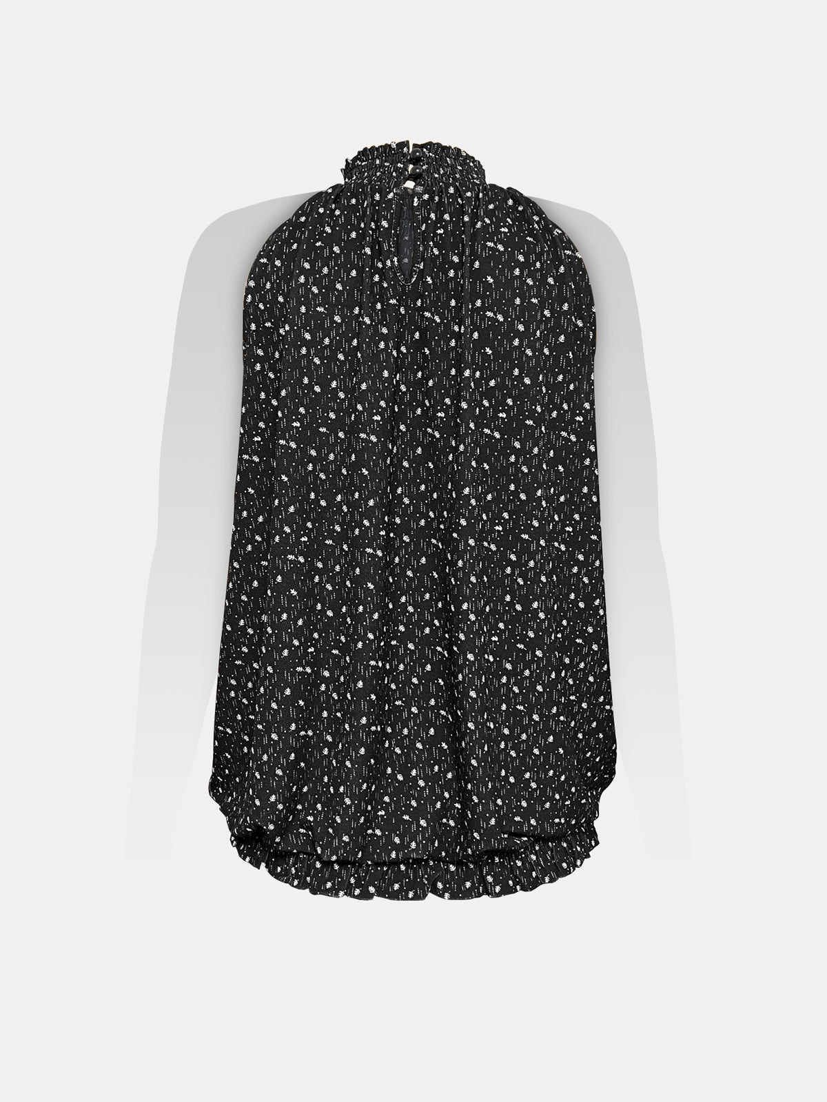 Smocked High Neck Sleeveless Top