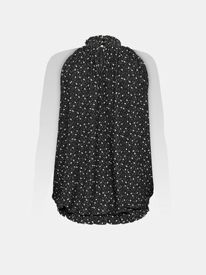 Smocked High Neck Sleeveless Top