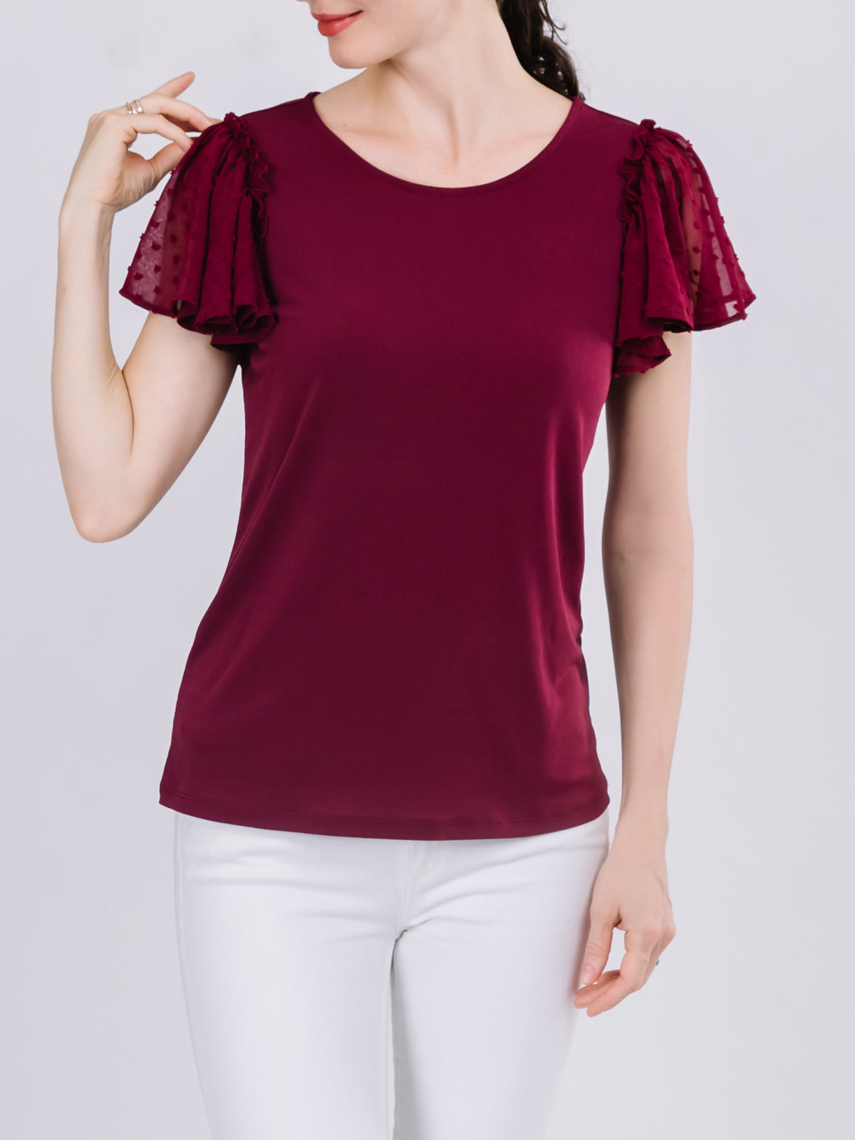 Flutter Swiss Dot Sleeve Top