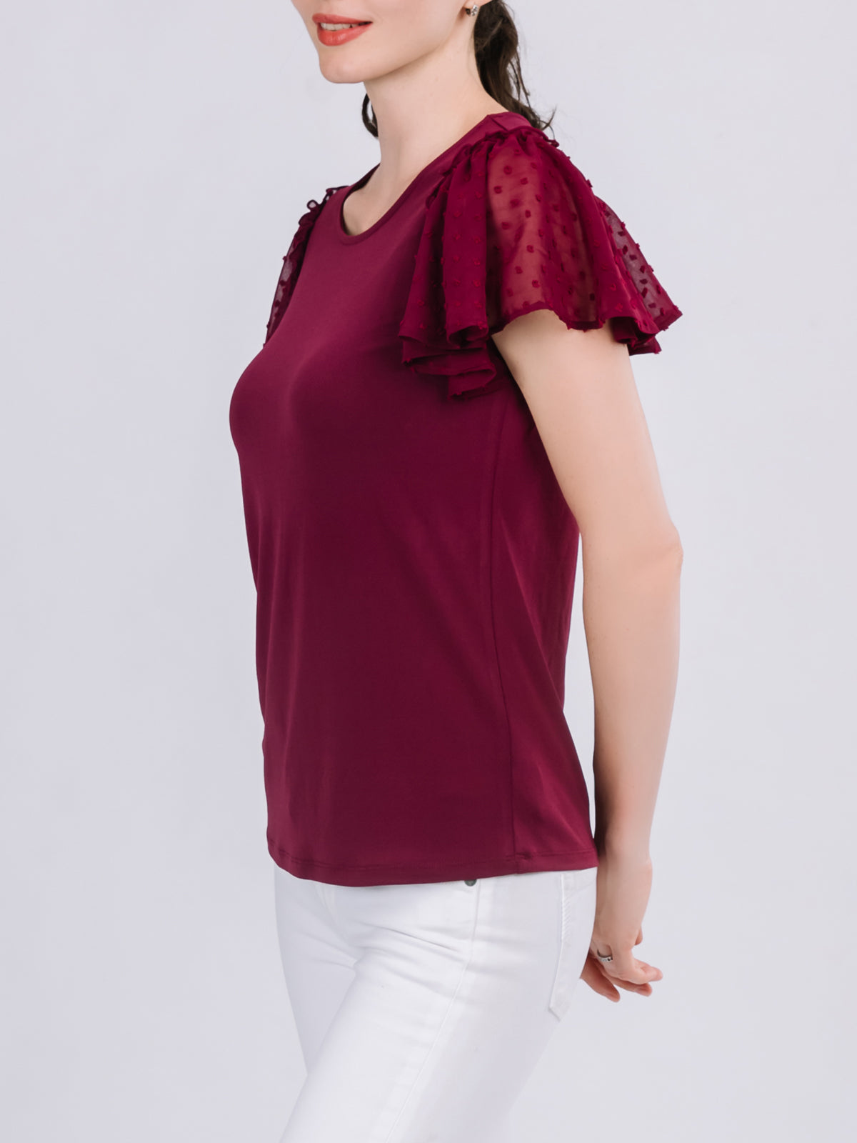 Flutter Swiss Dot Sleeve Top