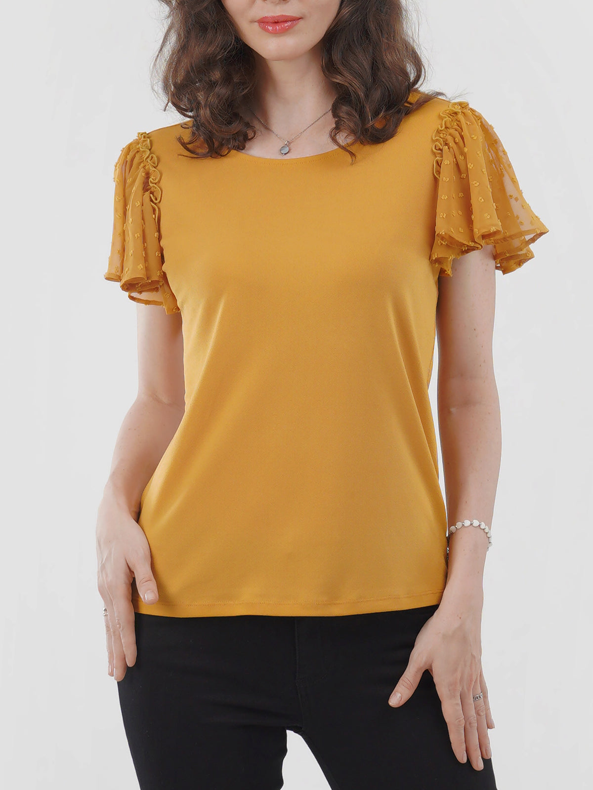 Flutter Swiss Dot Sleeve Top