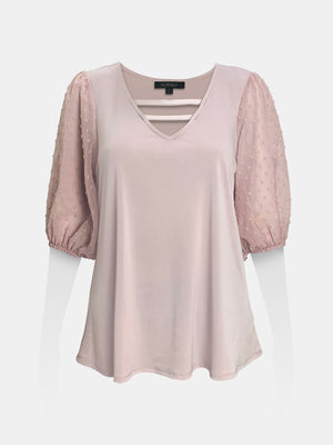 V-Neck Puffy Sleeves Top