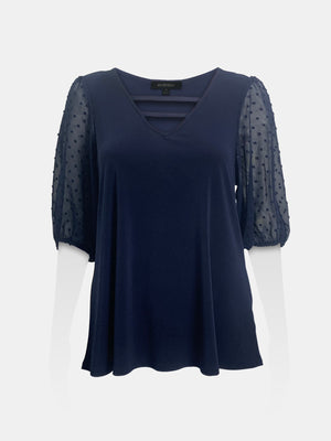 V-Neck Puffy Sleeves Top