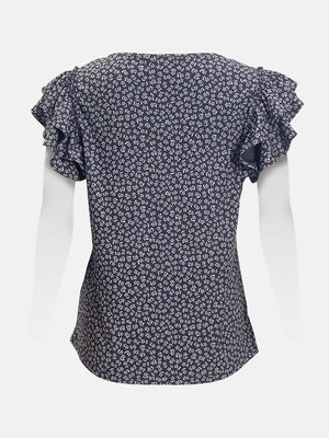 Flutter Cap Tiered Sleeve Top