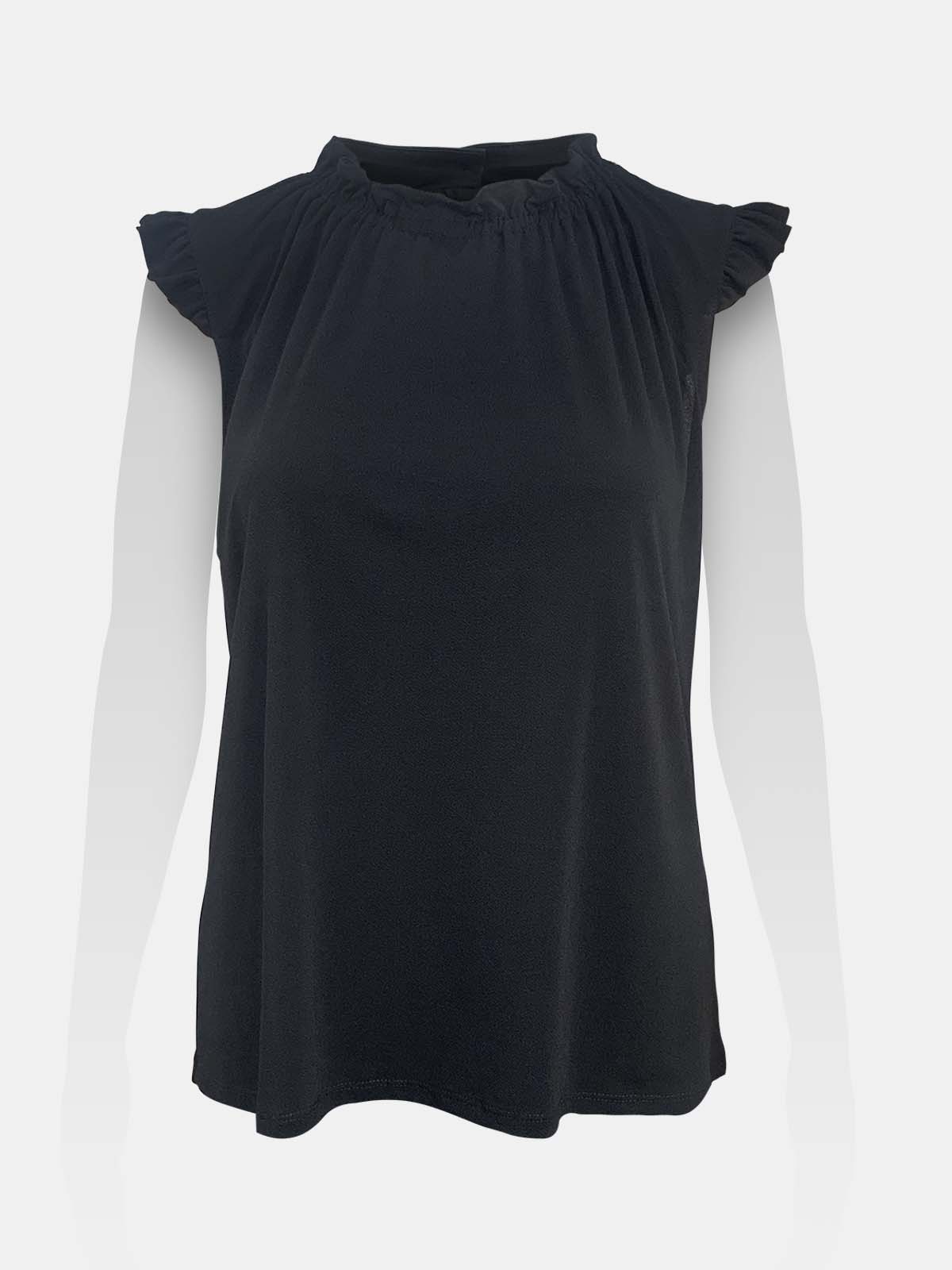 Ruffled Neckline Sleeveless Top
