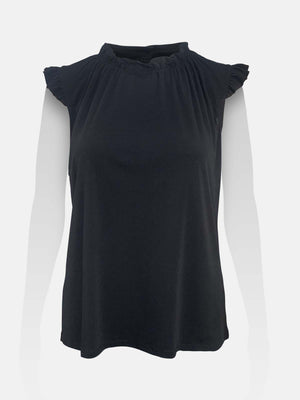 Ruffled Neckline Sleeveless Top