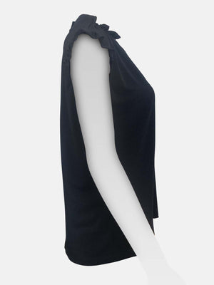 Ruffled Neckline Sleeveless Top