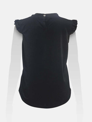 Ruffled Neckline Sleeveless Top