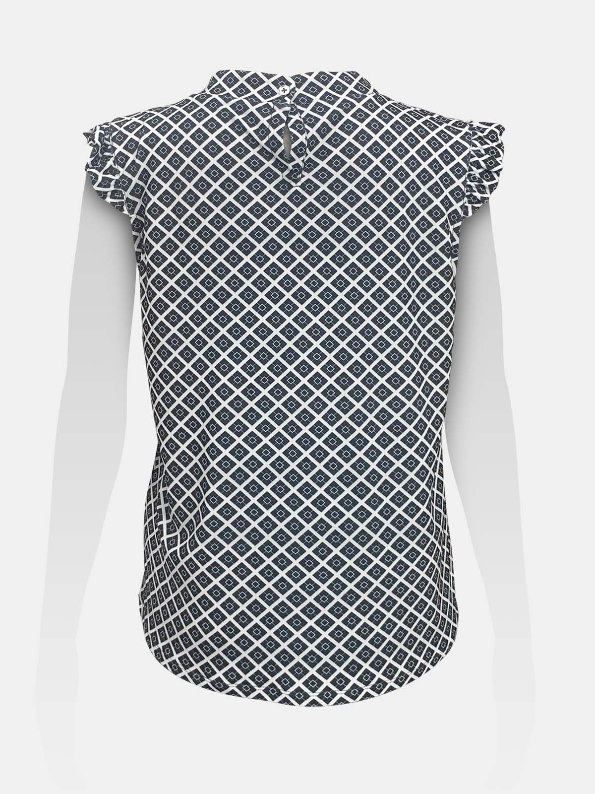 Ruffled Neckline Sleeveless Top