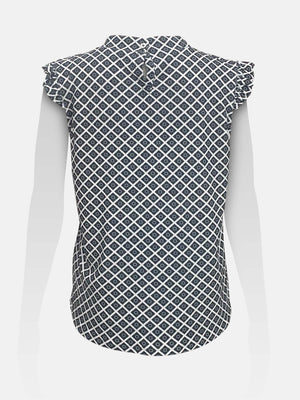 Ruffled Neckline Sleeveless Top