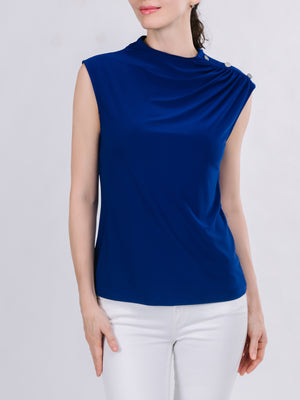 High Neck Ruched Sleeveless Top