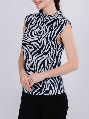 High Neck Ruched Sleeveless Top