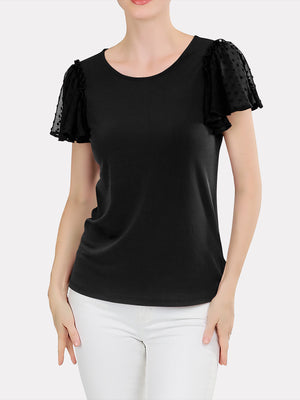 Flutter Swiss Dot Sleeve Top