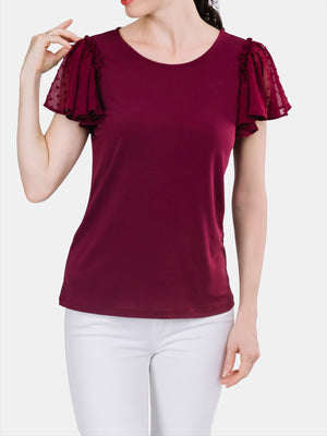 Flutter Swiss Dot Sleeve Top