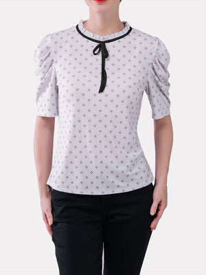Ruffled Tie Front Neck Top