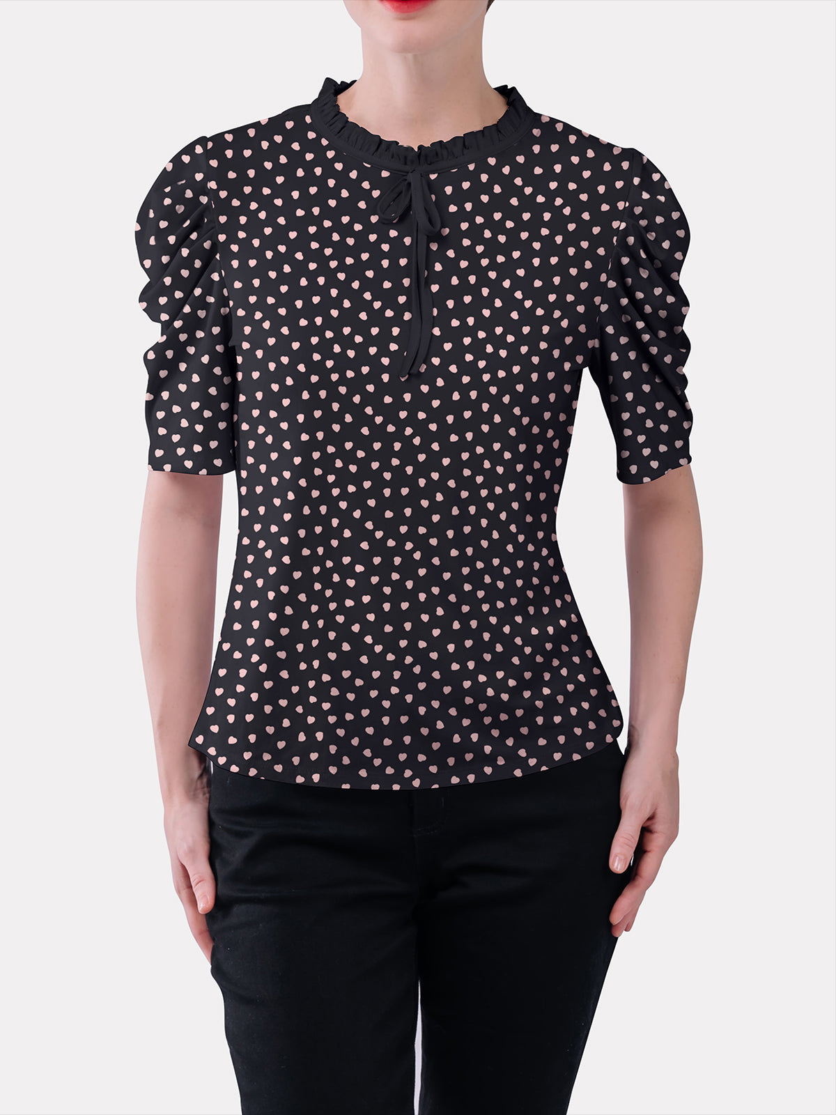 Ruffled Tie Front Neck Top