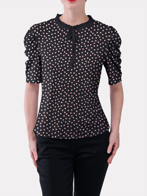 Ruffled Tie Front Neck Top