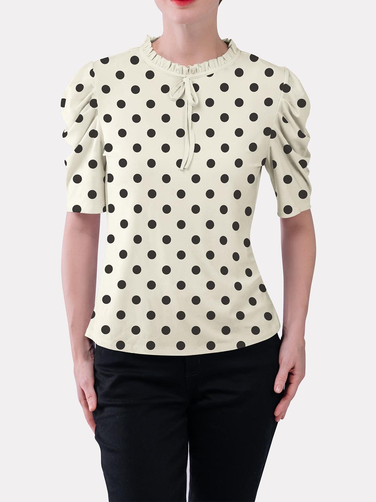 Ruffled Tie Front Neck Top